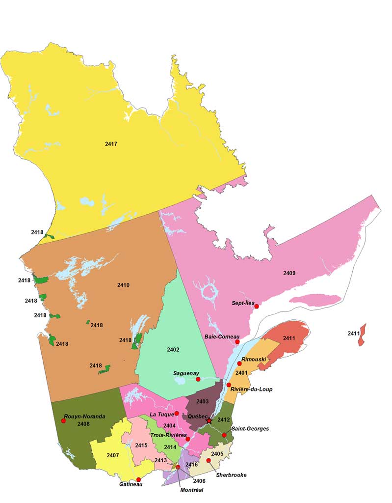 Quebec regions, courtesy of statistics of canada